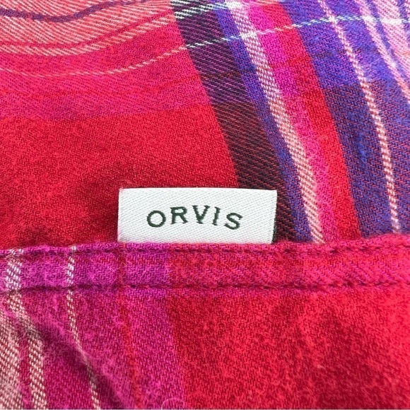 S Orvis Red & Blue Plaid Flannel Button Down Long Sleeve Shirt Small Top 4 6 - Picture 6 of 10